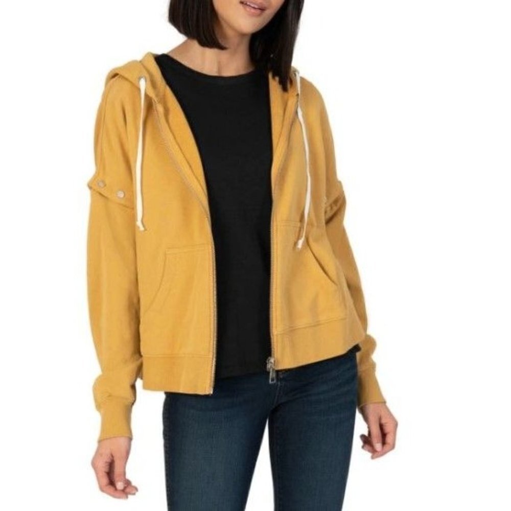 Kut From the Kloth Madelyn Convertible Oversize Hoodie Small Women Mustard
